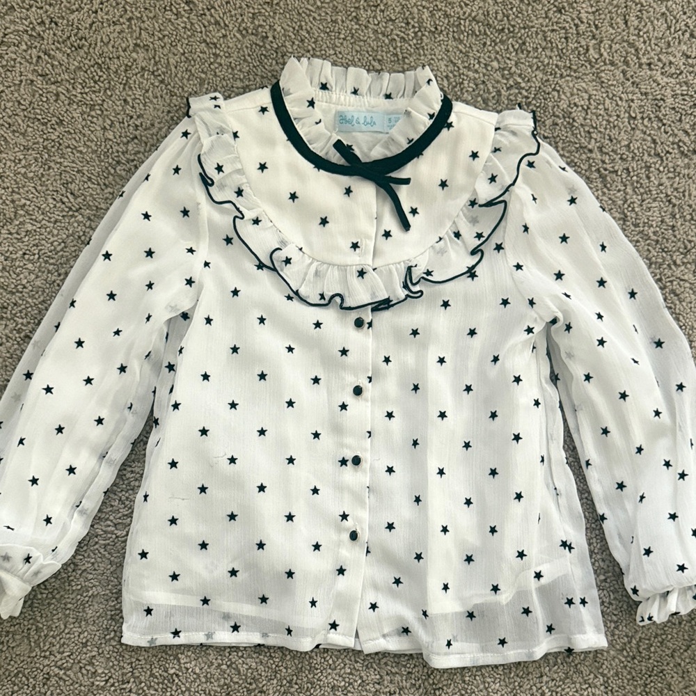 Charming White Starry Kids Blouse